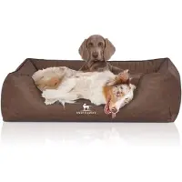 Knuffelwuff orthopedisch hondenbed Columbia van laser-gewatteerd kunstleer XL 105 x 75cm bruin