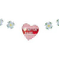 Papstar Girlande "Hüttengaudi", rot / weiß aus Pappe, Länge: 1,6 m, Größe der Herzen: 300 x 300 mm