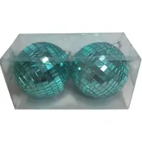 Mica Decorations Spiegelbal/ discobal groen ,D10cm Set van 2