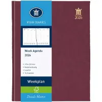 Ryam | Bureau agenda | Weekplan Wit NL Mundior | 2026 | Genaaid gebonden | 170 x 220 mm | 14 mnd | Bordeaux |