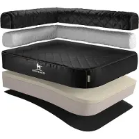 Knuffelwuff orthopedisch hoekhondenbed Winslow van laser-gewatteerd kunstleer XL 100 x 70cm leuning links zwart