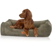 Knuffelwuff orthopedisch hondenbed van ribfluweel met handgeweven uiterlijk Nunavut M-L 85 x 63 cm khaki