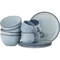 Bloomingville Sandrine ontbijt servies blauw set van 12 stuks - 82068732