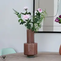 Vase the World Vaas Volta | Shiny Brown | Mondgeblazen glas | Ø19 x H36 cm