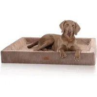 Knuffelwuff orthopedisch hondenbed van ribfluweel met handgeweven uiterlijk Santiago XXL 120 x 100 cm bruin