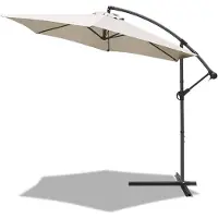VOUNOT parasol, 3 m, zeshoekig, vrijdragende parasol met anti-retour zwengel, kantelbare parasol, canvas 180 gr/m2 met UV bescherming, hoogte 235 cm, 6 stalen baleinen, inclusief beschermhoes, beige