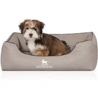 Knuffelwuff orthopedisch Hondenbed Rockland van kunstleer M-L 85 x 63cm lichtgrijs