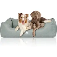 Knuffelwuff orthopedisch hondenbed Luisa van velours met fijn handgeweven karakter Sunshine Edition XL 105 x 75cm petroleumkleurig