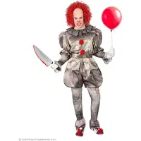 Widmann - Moordende Clown Zonder Grappen - Man - Rood, Grijs - XL - Carnavalskleding - Verkleedkleding