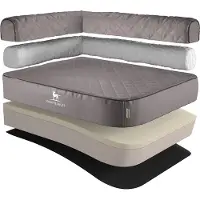 Knuffelwuff orthopedisch hoekhondenbed Winslow van laser-gewatteerd kunstleer XXL 120 x 80cm Leuning links