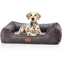Knuffelwuff orthopedisch hondenbed Sedona van knuffelzachte ribcord M-L Grijs