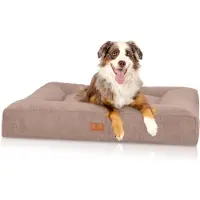 Knuffelwuff orthopedisch hondenbed van velours met handgeweven uiterlijk Sofia 120x100 cm beige