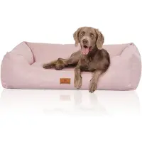 Knuffelwuff Hondenbed Emma van velours met handgeweven karakter in pastelkleuren XL 105 x 75cm roze