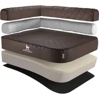 Knuffelwuff orthopedisch hoekhondenbed Winslow van laser-gewatteerd kunstleer XL 100 x 70cm leuning links bruin