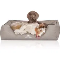 Knuffelwuff Hondenbed Scottsdale van kunstleer XL 105 x 75cm lichtgrijs