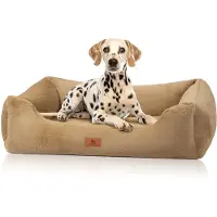 Knuffelwuff orthopedisch hondenbed met zacht konijnenbont-imitatie Schnuffelupagus M-L Bruin