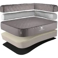 Knuffelwuff orthopedisch hoekhondenbed Winslow van laser-gewatteerd kunstleer L 85 x 63cm Leuning rechts