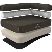 Knuffelwuff orthopedisch hoekhondenbed Marlie van velours met handgeweven karakter XXL 120 x 80cm leuning rechts zwart
