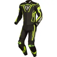 MUGENRACE Predator Zwart Wit Neon Geel Geperforeerd 2-Delig Motorpak - Racepak