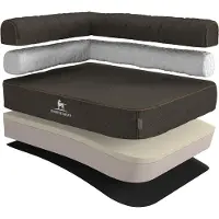 Knuffelwuff orthopedisch hoekhondenbed Marlie van velours met handgeweven karakter oversized XXXL 140 x 100cm leuning links zwart