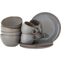 Bloomingville Sandrine ontbijt servies grijs set van 12 stuks - 82068733