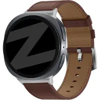 Bandz Lederen band 'Classic' - hoogwaardig echt leren bandje - geschikt voor Samsung Galaxy Watch 8 - 40mm / Galaxy Watch 8 - 44mm / Galaxy Watch 8 Classic (bruin)