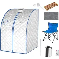 Costway 3L mini stoomsauna met verstuivingsfunctie, thuissauna met afstandsbediening, warmtecabine met instelbare timer en temperatuur, zitsauna incl. accessoires, saunakabine 78 x 87 x 101 cm