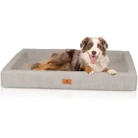 Knuffelwuff orthopedisch hondenbed Austin van kunstleer M-L 85 x 65 cm grijs