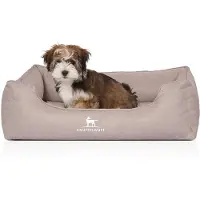 Knuffelwuff orthopedisch hondenbed Luisa van velours met fijn handgeweven karakter Sunshine Edition M-L 85 x 63cm beige