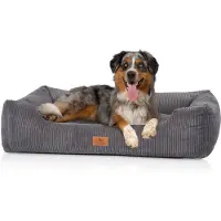 Knuffelwuff hondenbed van ribfluweel met handgeweven uiterlijk Olivia XXL 120 x 85 cm grijs