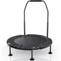 Bigzzia Fitnesstrampolines - Fitness trampoline - Opvouwbare trampoline voor binnen - Ø101,5 cm - 5 verstelbare handgrepen - Draagvermogen 125 kg - Stabiel voor kinderen en volwassenen
