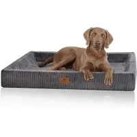 Knuffelwuff orthopedisch hondenbed van ribfluweel met handgeweven uiterlijk Santiago XXL 120 x 100 cm grijs