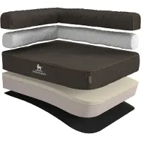 Knuffelwuff orthopedisch hoekhondenbed Marlie van velours met handgeweven karakter XXL 120 x 80cm leuning links zwart