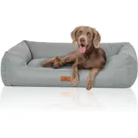 Knuffelwuff Hondenbed Emma van velours met handgeweven karakter in pastelkleuren XXL 120 x 85cm petroleumkleurig