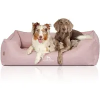 Knuffelwuff orthopedisch hondenbed Luisa van velours met fijn handgeweven karakter Sunshine Edition XL 105 x 75cm roze