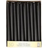 Papstar leuchterkaarsen- 22 mm- zwart- 50 stuks pack