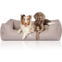 Knuffelwuff orthopedisch hondenbed Luisa van velours met fijn handgeweven karakter Sunshine Edition XXL 120 x 85cm beige