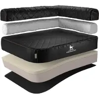 Knuffelwuff orthopedisch hoekhondenbed Winslow van laser-gewatteerd kunstleer L 85 x 63cm leuning rechts zwart