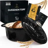 Chefarone Gietijzeren Pan 4.7L - PFAS vrij - Braadpan Inclusief Deksel - Kookpan voor alle Warmtebronnen - Kookpot Ø 26CM - Geëmailleerd Zwart - Cadeau voor vrouwen