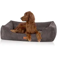 Knuffelwuff orthopedisch hondenbed van ribfluweel met handgeweven uiterlijk Nunavut XXL 120 x 85 cm bruingrijs