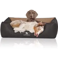 Knuffelwuff orthopedisch hondenbed Outback van laser-gewatteerd kunstleer XL 105 x 75cm zwart/cappucino