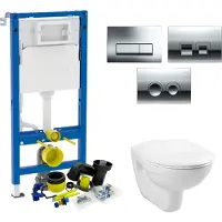 Geberit up100 toiletset compleet start | inbouwreservoir | wandcloset met drukplaat