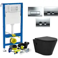 Geberit up100 Toiletset Bidesta | Rimless | Met Bidetkraan | Mat Zwart | Delta Drukplaat