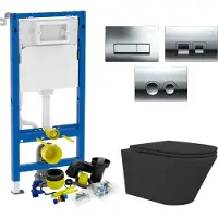 Geberit up100 Toiletset Vesta Tornado Flush Rimless | Met Zitting | Mat Zwart | Delta Drukplaat