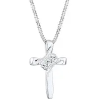 Elli - Halsketting - Dames Kruis Religie met Kristallen in 925 Sterling Zilver - Dames