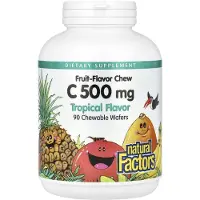 Natural Factors – Vitamine C 500 mg 100% Natuurlijke Fruitkauwtabletten (90 Kauwtabletten, Jungle Juice)
