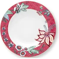Pip studio Flower Festival Diep Bord - Donkerroze, 21.5 cm