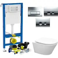 Wiesbaden Geberit UP100 Toiletset set37 Vesta Rimless Mat wit met Delta Drukplaat