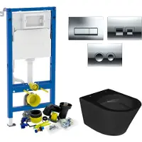 Geberit UP100 Toiletset set45 Wiesbaden Vesta Rimless Mat Zwart Met Delta drukplaat