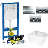 Geberit up100 toiletset set 50 bws plana randloos glans wit met delta drukplaat